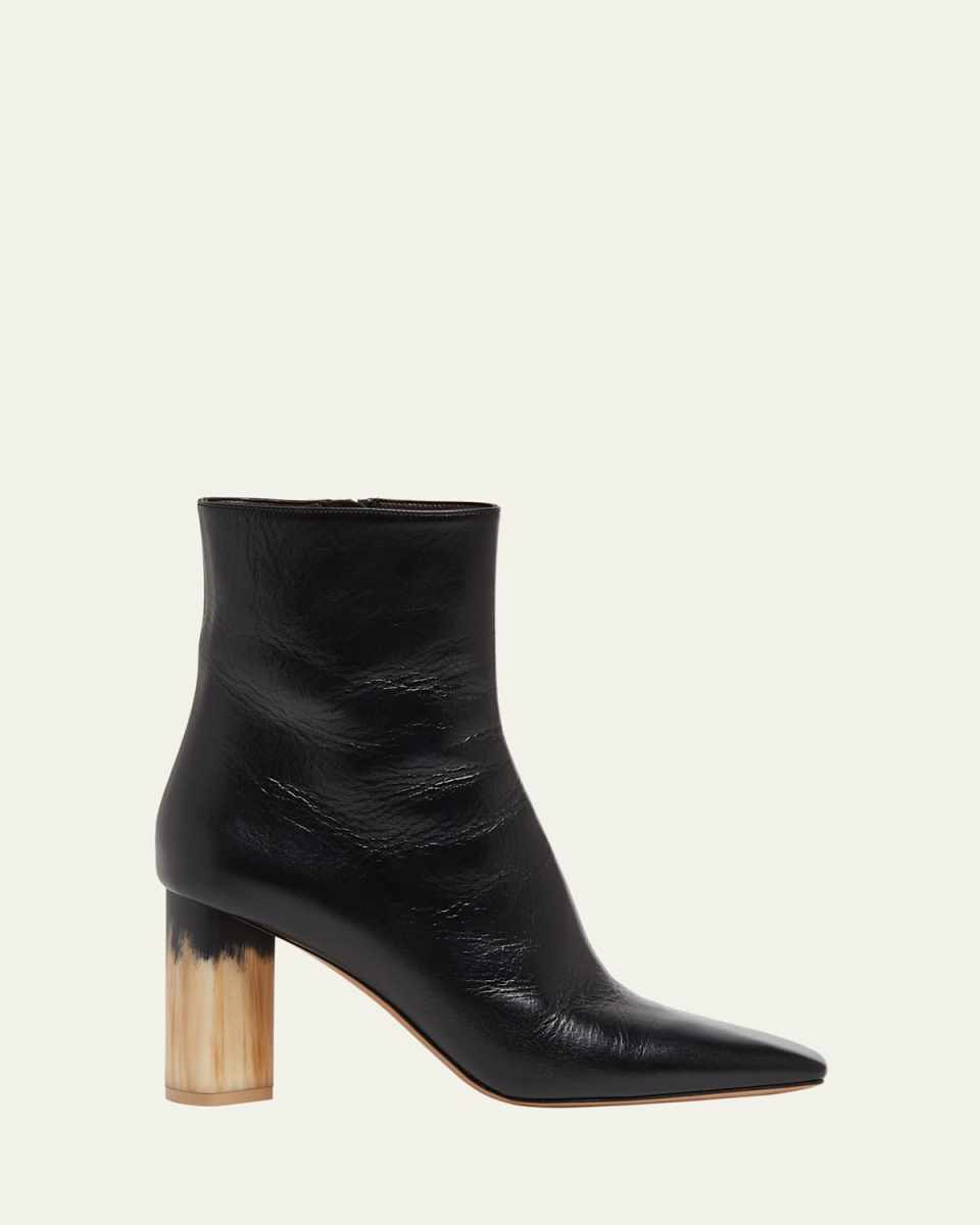 Georgia Leather Block-Heel Booties